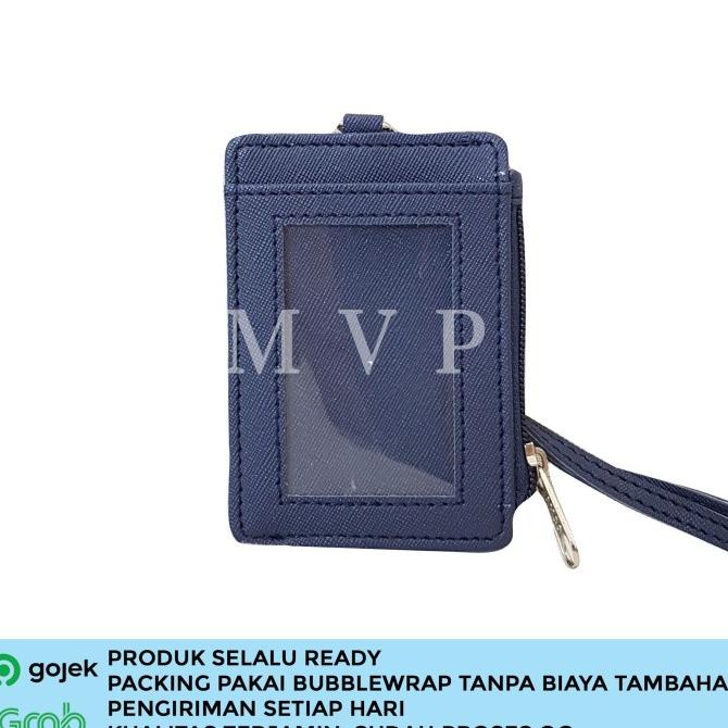 

BAYAR COD Lanyard Retsleting Name Tag ID Card Holder Kulit Sintetis Biru Navy TERBARU Kode 1334
