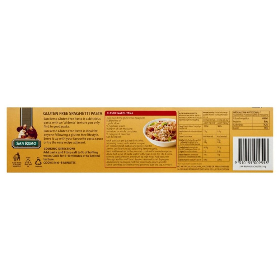 MIE PASTA SPAGHETTI GLUTEN FREE SAN REMO 350GR GANDUM BPOM RI