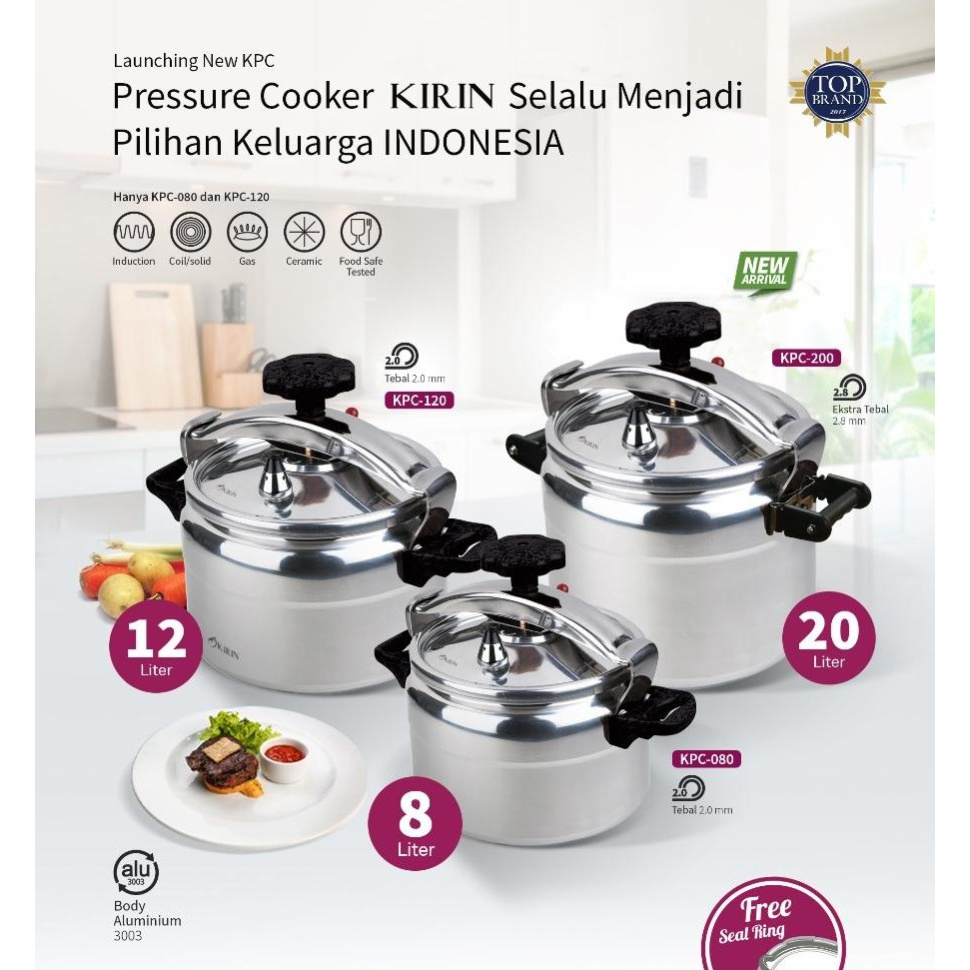 Kirin Panci Presto High Pressure Cooker 8 Liter KPC-080 KPC080