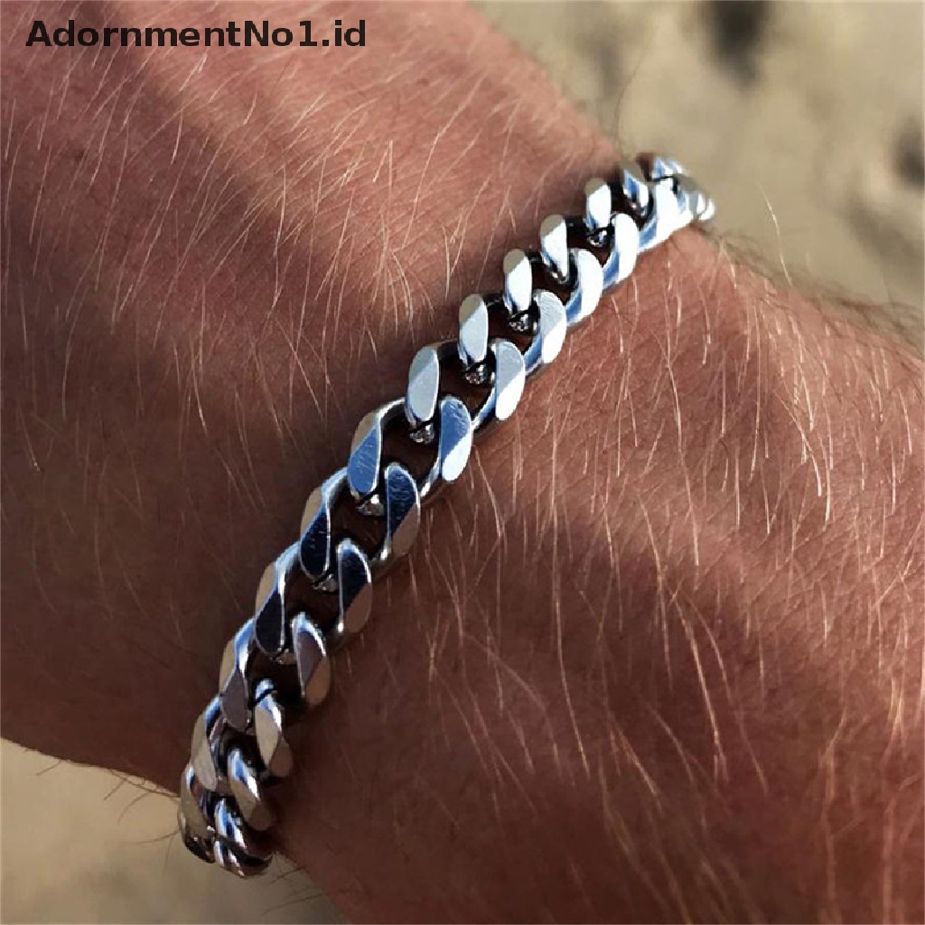 (AdornmentNo1) 2021 Gelang Tangan Rantai Stainless Steel Klasik Lebar 3 / 5 / 7mm Untuk Pria / Wanita