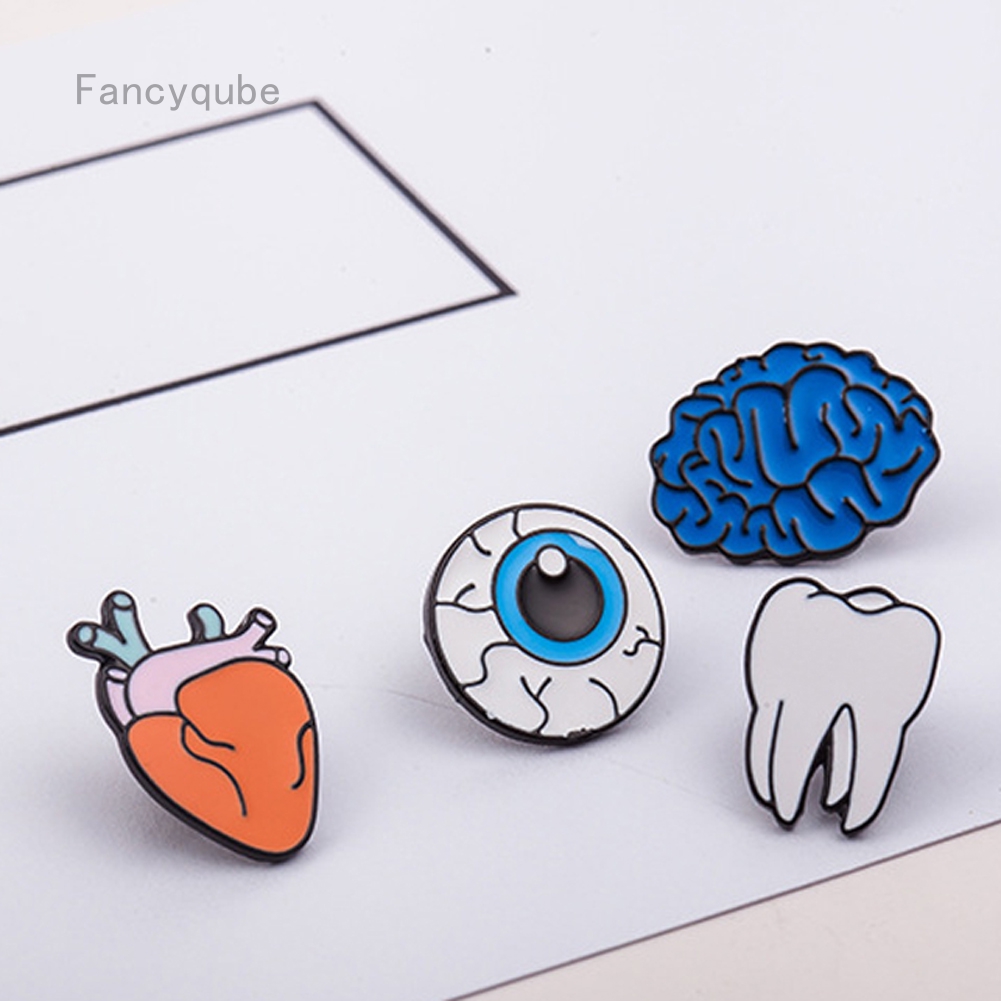 Fashion! Bros Pin Enamel Desain Organ Manusia/Mata/Hati/Gigi Lucu