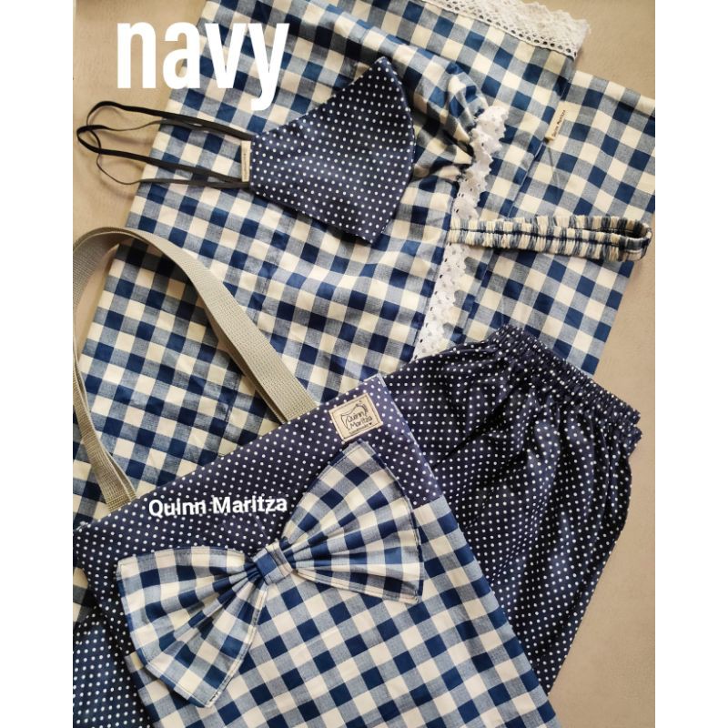 Mukena Katun Jepang Kotak Kombinasi Polkadot