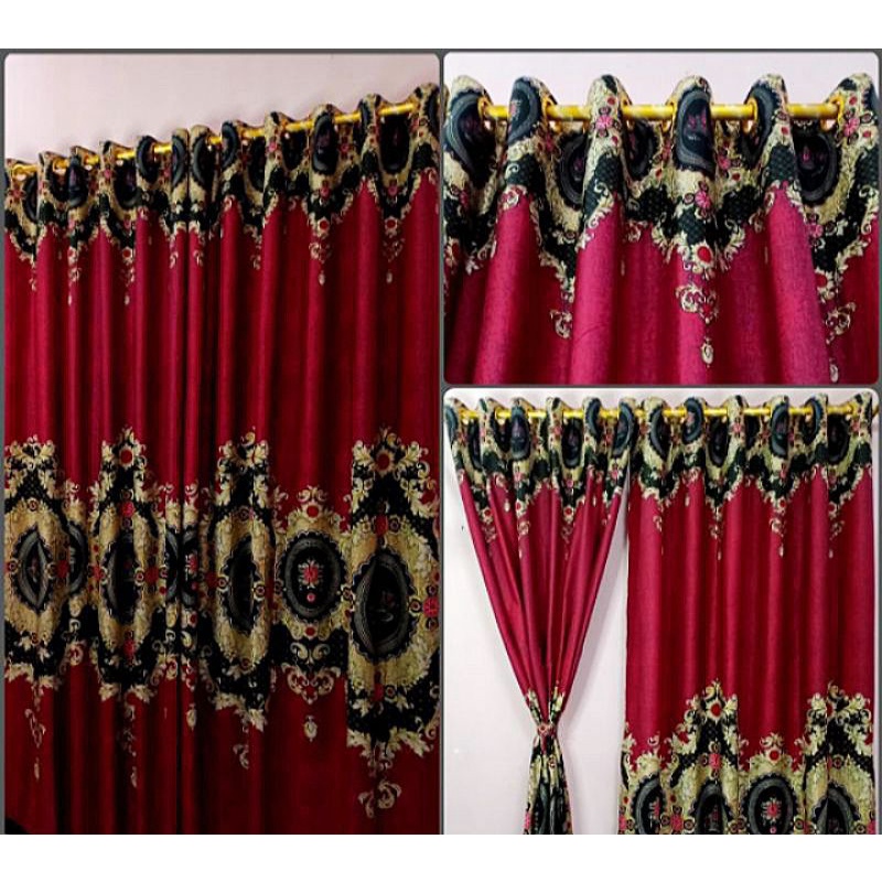 Gorden Smokring 12 ring 130x230 Motif Elisabeth Maroon multifungsi jendela/pintu