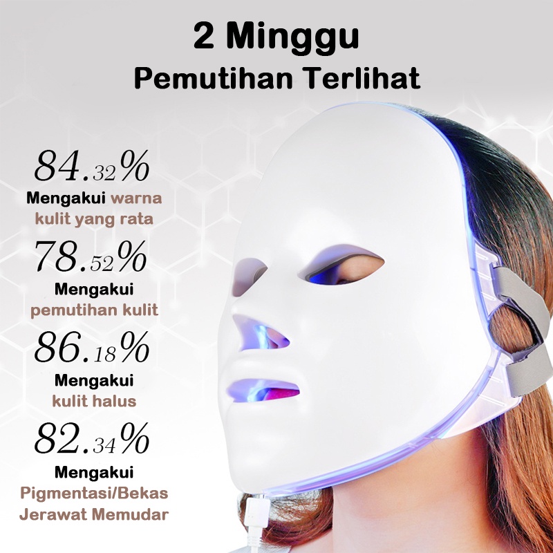 ⭐Remote⭐Masker LED PDT Light 7 Warna Led Mask Photon Therapy Alat Perawatan Wajah Penggunaan Pengisian Daya 7 Colors Led Masker Wajah