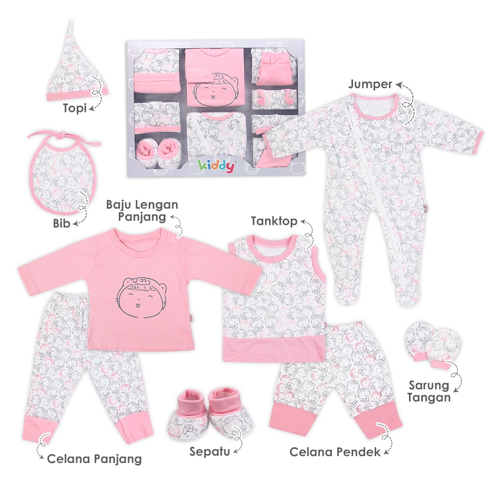 Kiddy Baju Set Bayi / Baby Gift Set Untuk Newborn / Hadiah Lahiran / Baju Bayi / Set Baju Bayi Free Kertas Kado Dan Ucapan  / 12006
