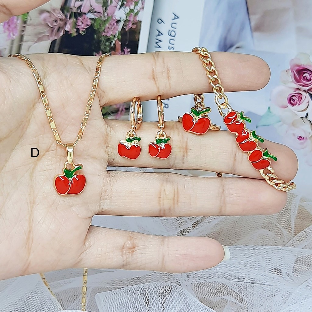 Xuping Anak Set Kalung Anting Cincin Strawberry - BS006