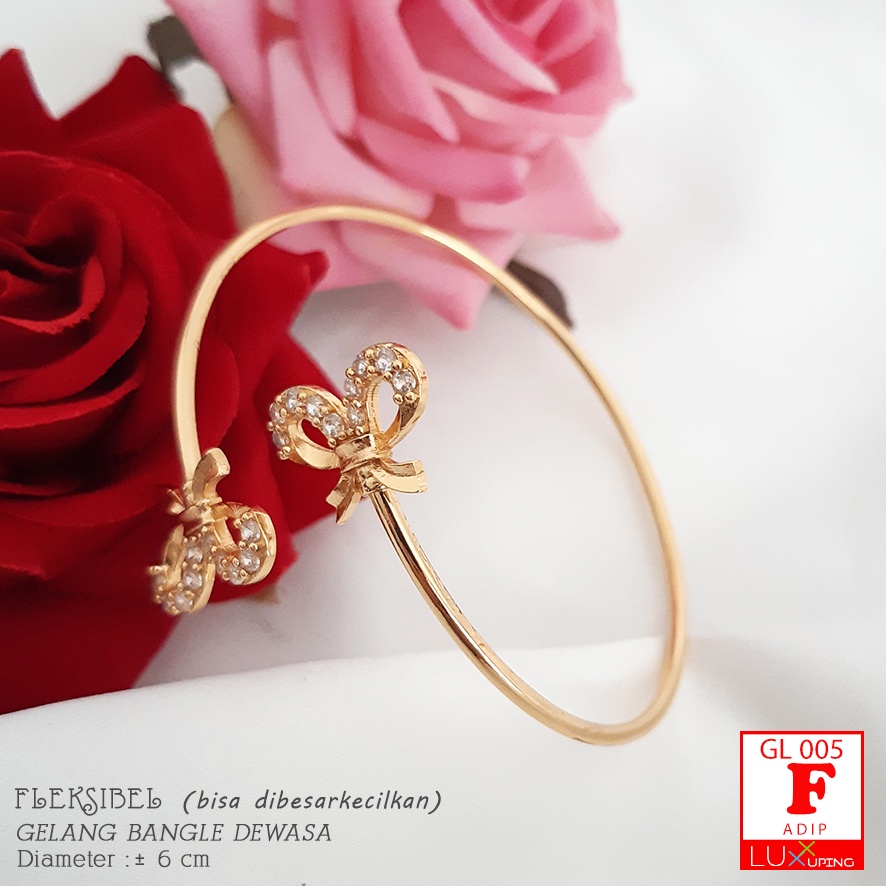 GL 005 GESER Gelang Bangle Dewasa Laris Perhiasan Set Xuping Lapis Emas Imitasi Gelang Bangkok Xuping Gelang Fleksiebl Bisa Dibesarkecilkan Gelang Big Size Gelang Jumbo Bisa dipakai Tangan Gemuk Besar Luxx Xuping-F. Pita