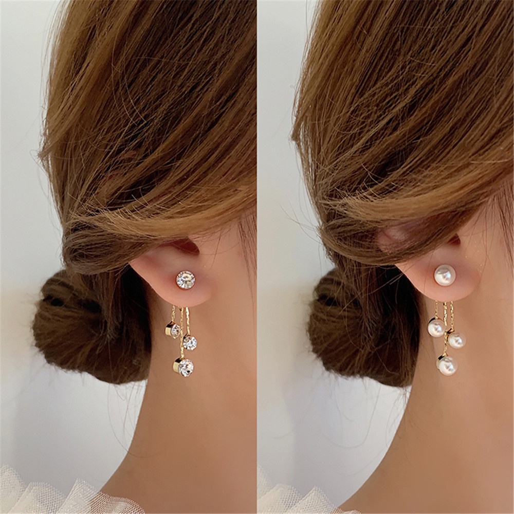 【COD Tangding】Tassel Pearl Earrings Fashionable Personalized Retro Minimalist Earrings Design Earstuds Fashion Accessories Jewelry