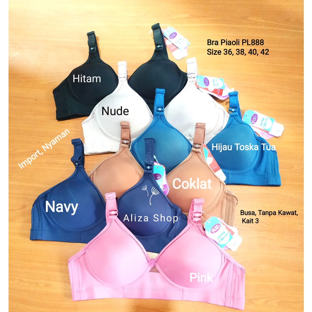 Bra Import Merk Piaoli 888 Nyaman Kualitas Bagus Busa Tanpa Kawat Size 36 38 40 42 BH Wanita