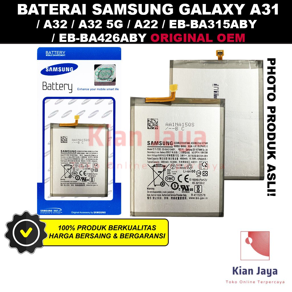 Baterai Samsung Galaxy A31 A315F A22 A32 5G Original OEM Batre Batrai Battery Hp EB-BA315ABY EB-BA426ABY Ori