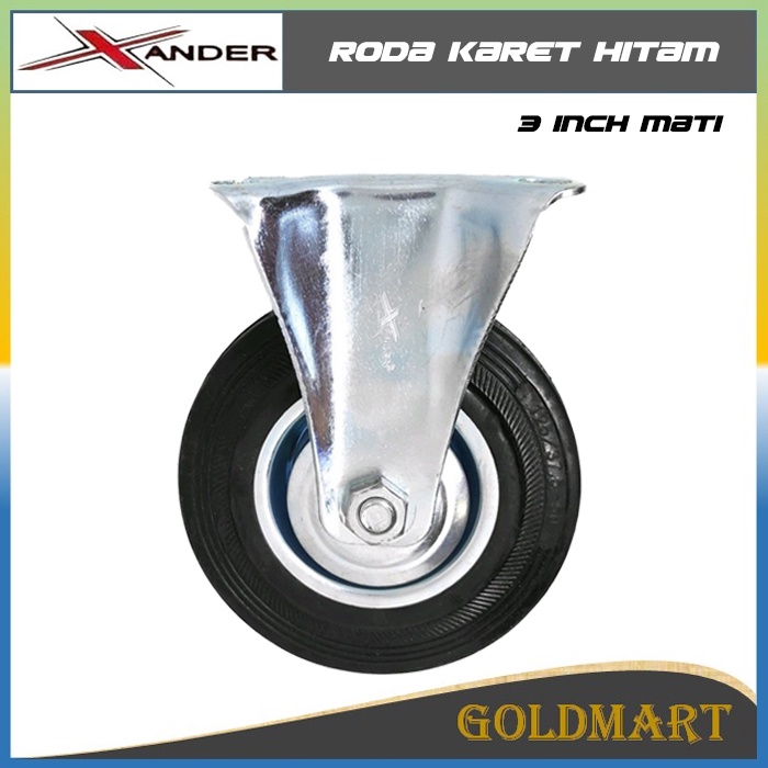 Roda Trolley 3 inch / Xander Roda Troli / Gerobak / Etalase / Roda Karet Hitam