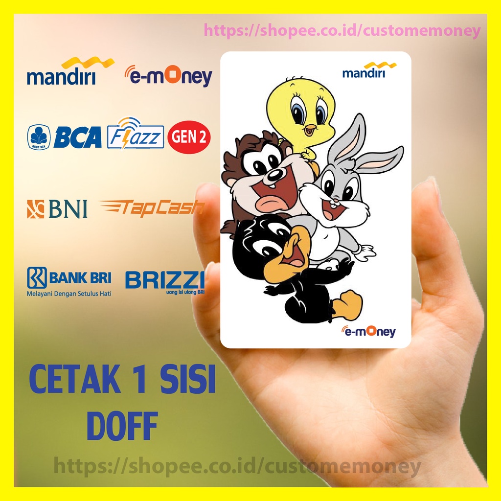 KARTU EMONEY ANIME KARTUN LOONEY TUNES BUGS BUNNY AND FRIENDS ETOLL E-MONEY MANDIRI FLAZZ BCA GEN 2 TAPCASH BNI BRIZZI - 1 SISI