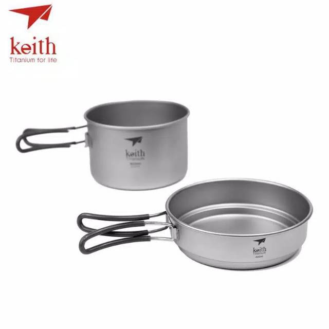 Keith titanium Ti6012 frypan 400ml pot 800ml frying pan wajan panci foldable Ultralight