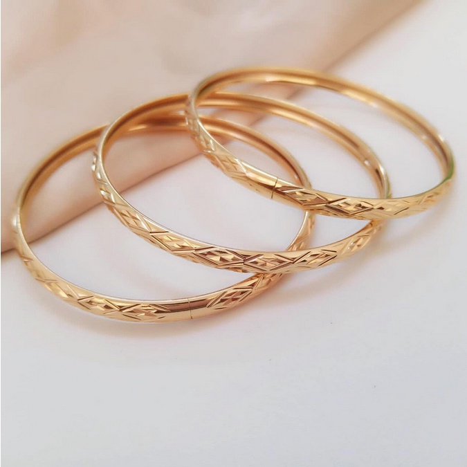 Gelang Tangan Keroncong Titanium Lapis Emas 24k (Harga 3pcs)