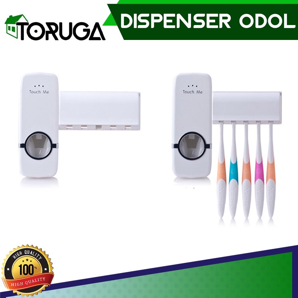 Dispenser Touch Me Odol Pasta Gigi Tempat Penyimpanan Sikat Gigi Tempel Dinding Mudah Praktis