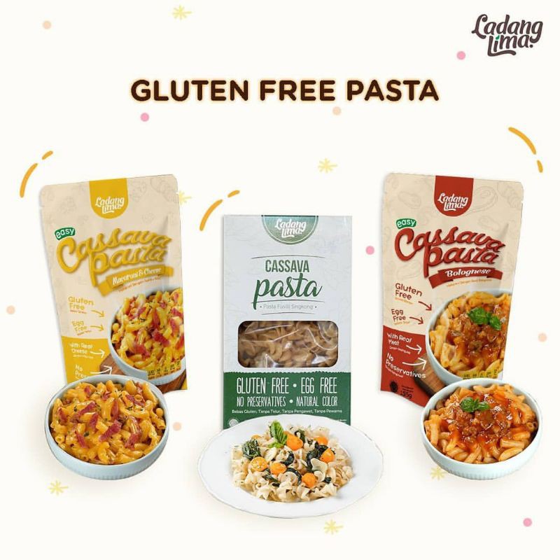 LADANG LIMA Cassava Pasta 115 g Halal | Cheese Original Bolognese | Gluten Free