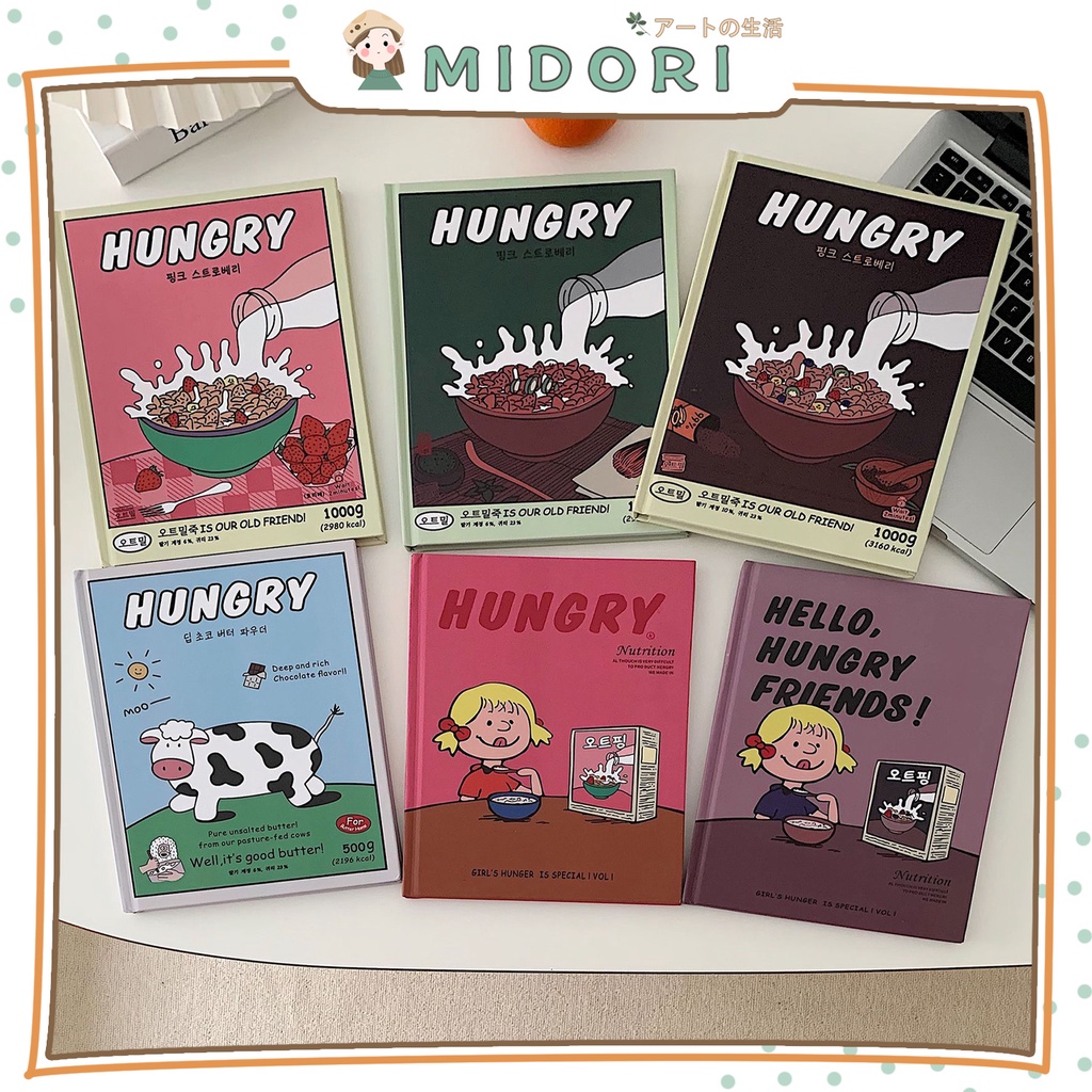 

[MIDORI] Buku Tulis HUNGRY Polos Notebook Journal Diary Book Aesthetic - E0029