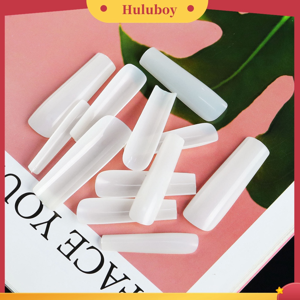 Huluboy Huluboy♡ 500pcs Kuku Palsu Extension Panjang Full Cover Tipe Kepala Kotak Untuk Makeup Manicure DIY