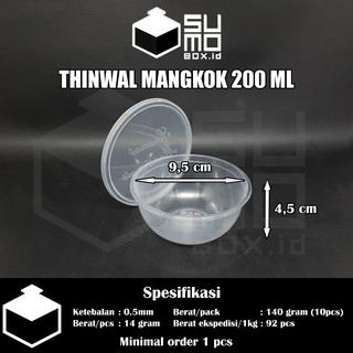 Thinwall BULAT 200ml + tutup cup puding pudding / mangkok plastik 200 ml FREE PACKING [ECERAN]