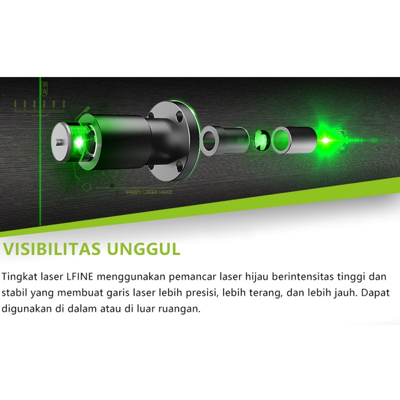 Laser Level 16 Lines Line Set 4D Tingkat Laser Tingkat Mesin Self Leveling Laser Sinar Hijau dengan Self Leveling Projector Green Lase Remote Tripod Panjang Hijau Alat pembuat garis laser hijau Remot Laser Siku Waterpass Digital