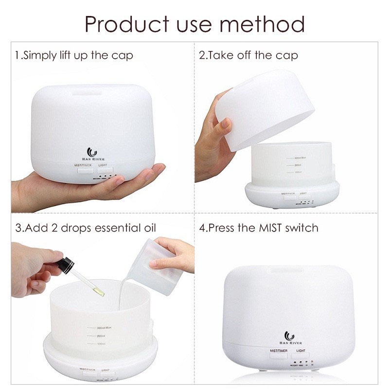 Diffuser Aromaterapi 14W Kapasitas tinggi Humidifier 500ml portable one year warranty