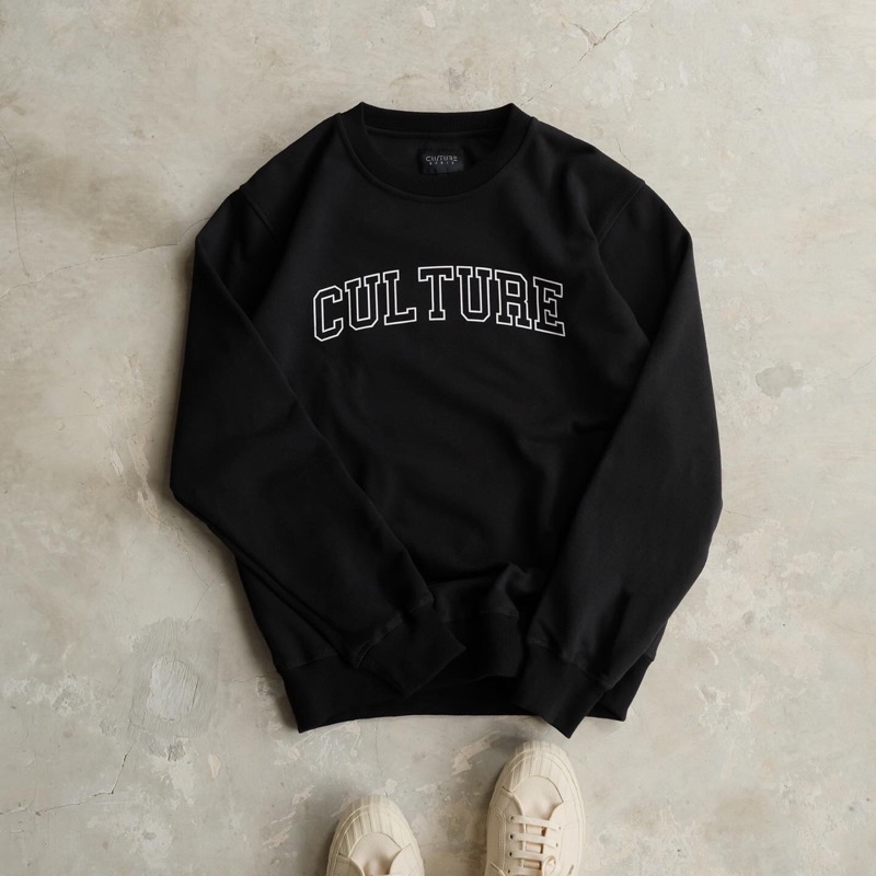 CULTURE BASIC | CREWNECK BLACK BIG LOGO BUNDLING (CREWNECK+DOMPET+WAISTBAG)