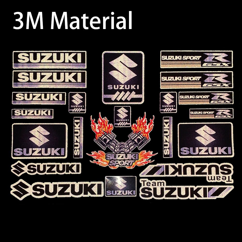 1pc Stiker Logo Suzuki Reflektif Untuk Dekorasi Motor / Mobil 2 Materical