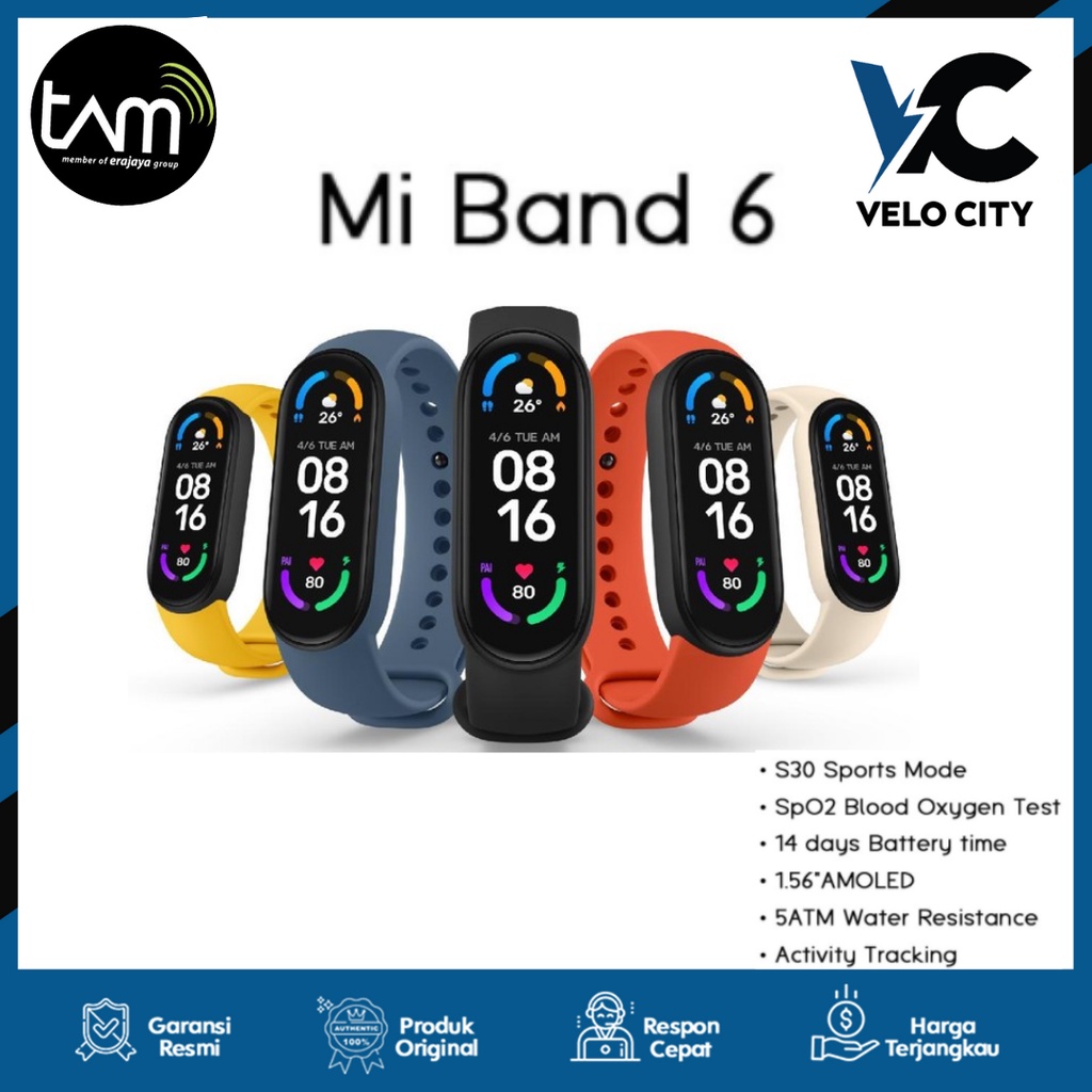 Xiaomi Mi Band 6 AMOLED Smart Band SpO2 Blood Oxygen Garansi Resmi TAM