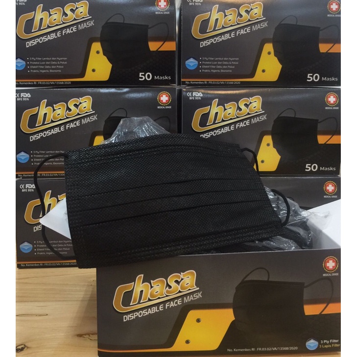 Masker 3ply 3 ply warna Hitam, putih, abu, unggu, pink