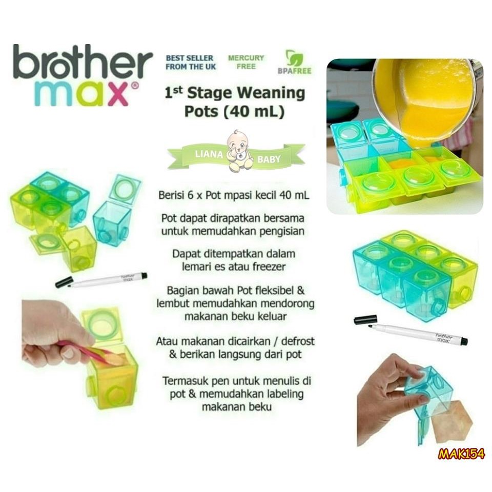 MAK154 TEMPAT MPASI BROTHER MAX 1ST STAGE WEANING POTS Small 40ML 1428