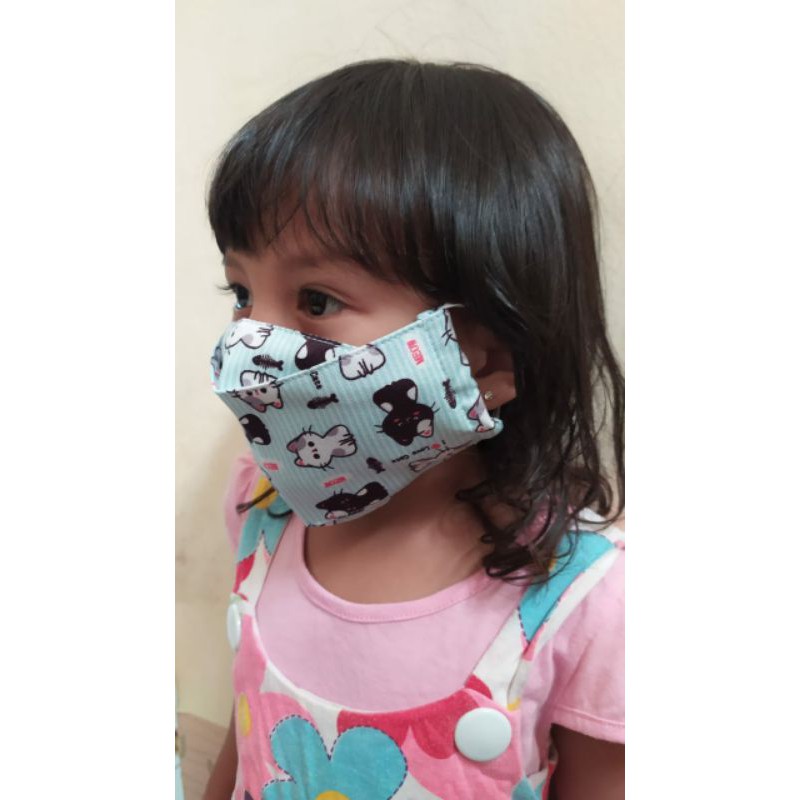 Masker Kain Anak Karakter 3D 3 Lapis Ply Fit Mask Moncong Duckbill