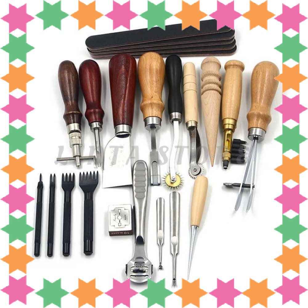 

[ CASHBACK ] Peralatan Seni DIY Kulit 18in1 Leather Craft Stitching Tool Set WA134