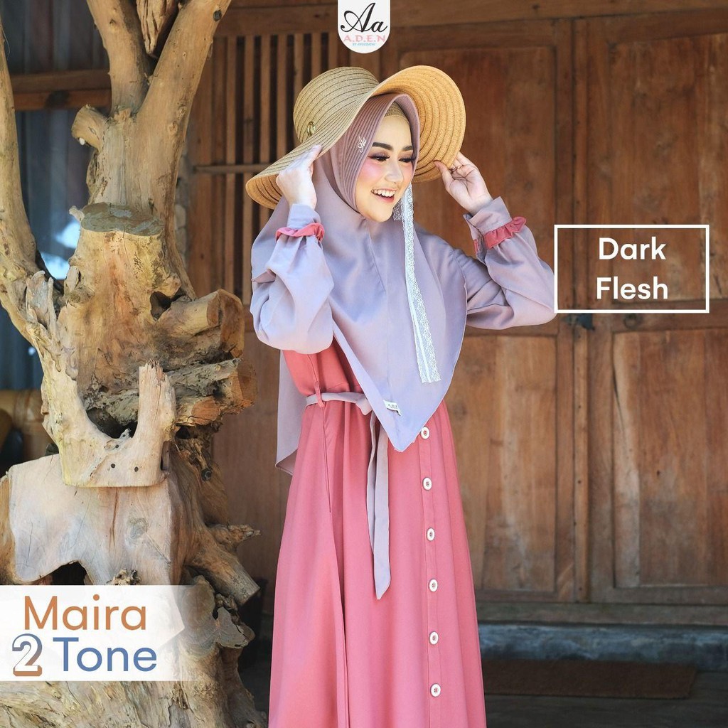 GAMIS MAIRA TWO TONE SET HIJAB BY ADEN