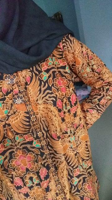[ Jahit Rapi ] Blusebatik Slimfit Cendrawasih Sogan Atasanbatik Wanita Kerja Kantor Batiksolo Modern