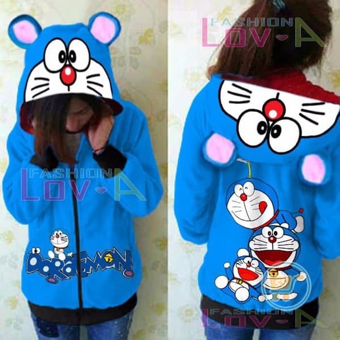 JAKET DORAEMON PLAYING HAPPY CUTE EARS BLAZER CEWEWANITA SWEATERMANTEL Original