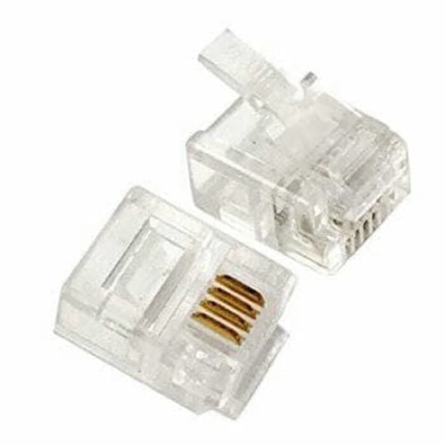 Pin RG-11 konektor Telepon 6P4C Telephone Modular Plug 4 Pin @100pcs