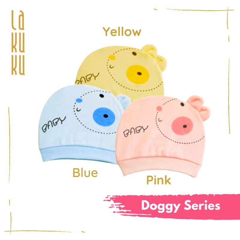 Topi Kupluk Anak Bayi Newborn 0-6 bulan soft Cotton, Nyaman dan Lucu-Doggy series