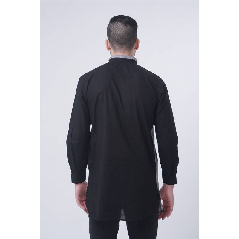RST 269 baju muslim pria koko lengan panjang hitam