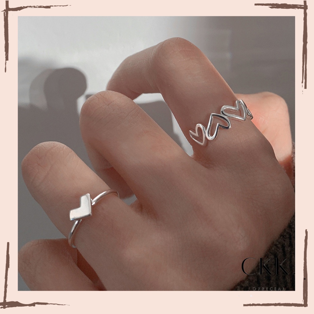 ➰CKK➰K22 set Love Ring Female Fashion Personality Light Luxury Single Open Ring Korean Trendy