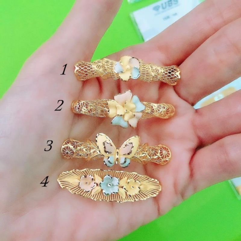 Charm gelang pipa bunga, kupu variasi 3 warna UBS kadar 700 16K