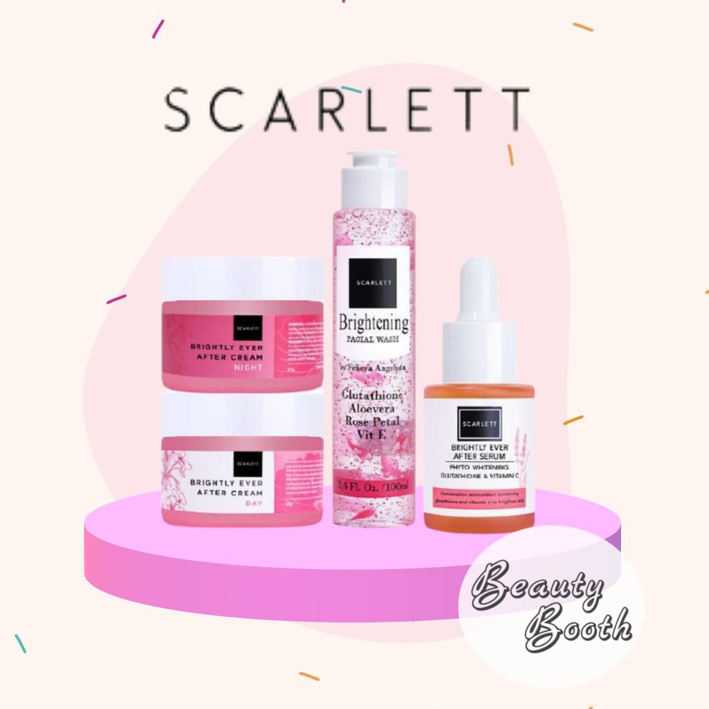 SCARLETT WHITENING Complete FACE WASH + SERUM + DAY + NIGHT | BRIGHTLY Ever After | ACNE | GLOWTENING | SCARLET
