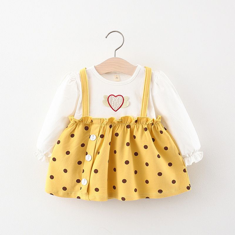 Dress bayi 0-3 tahun motif POLKADOT LOVE / GAUN BAYI baju bayi perempuan KUALITAS IMPORT