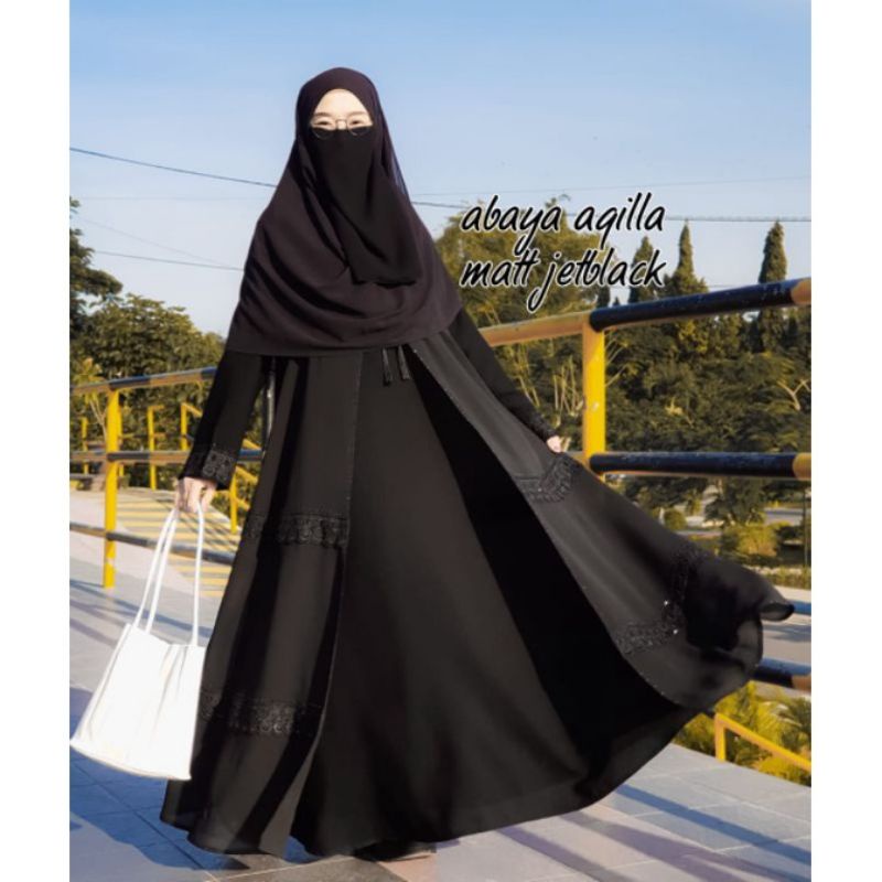 Abaya Aqila Jubah Gamis Masturoh Jetblack Hitam