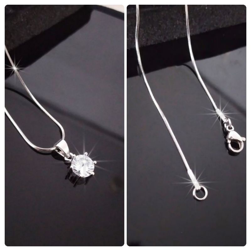 KALUNG TITANIUM MATA SATU WARNA SILVER ANTI KARAT SELAMANYA