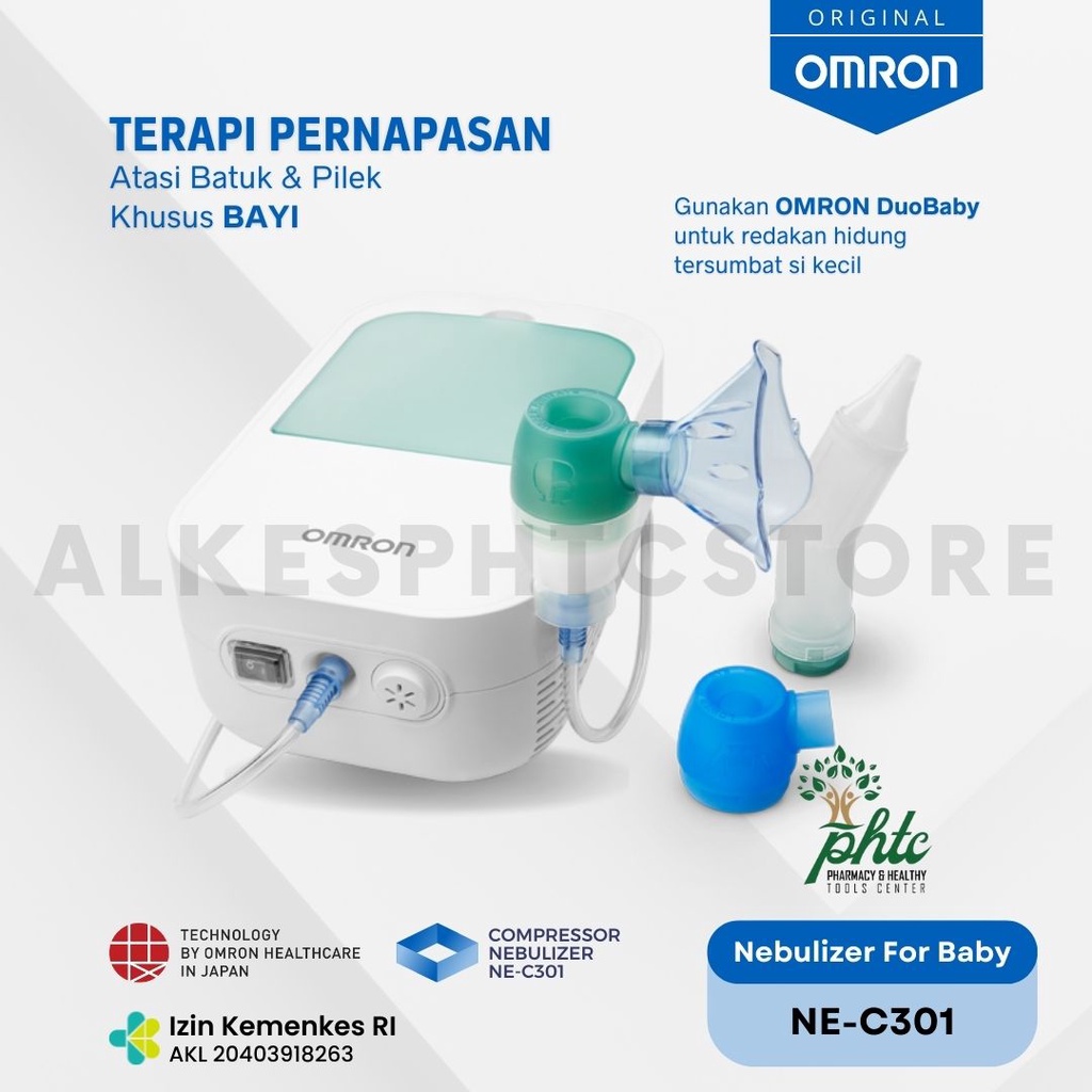 OMRON Compressor Nebulizer Bayi &amp; Nasal Aspirator Duo Baby NE C301 l Omron Nebulizer NE C301 Baby Duo