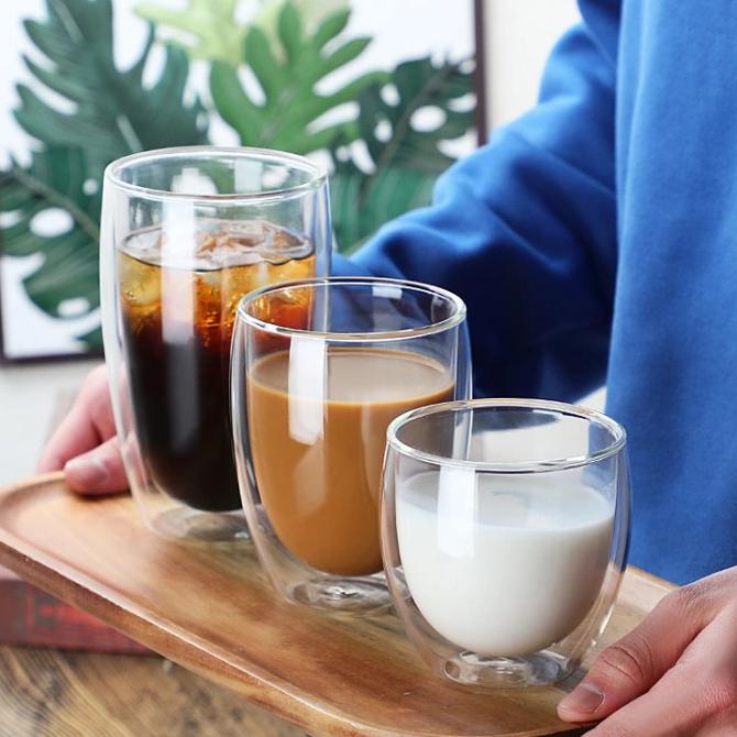 Aman 1 Set 3 Pcs Double Wall Gelas 250-450Ml/Gelas Double Wall/Double Wall Hot Sale