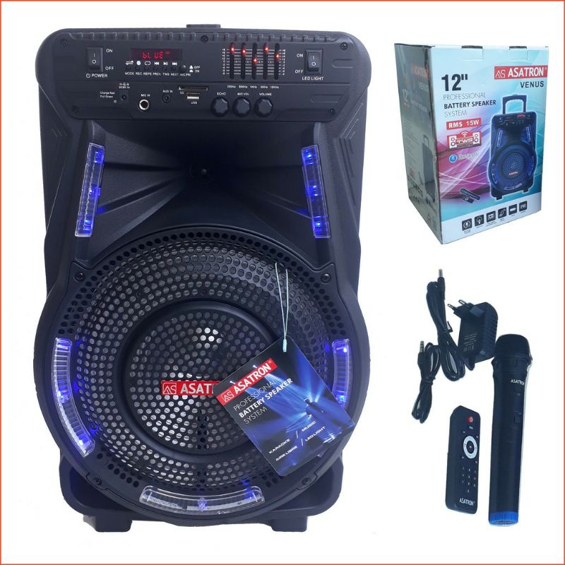 ASATRON VENUS (HT-8880 UKM) 12INCH RMS 15W/SPEAKER MEETING PORTABLE BLUETOOTH FREE MIC