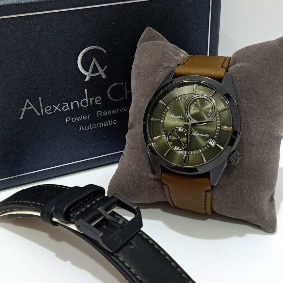 ORIGINAL Jam Tangan Pria Cowok Alexandre Christie Automatic AC 3041 / AC3041 / 3041 Leather