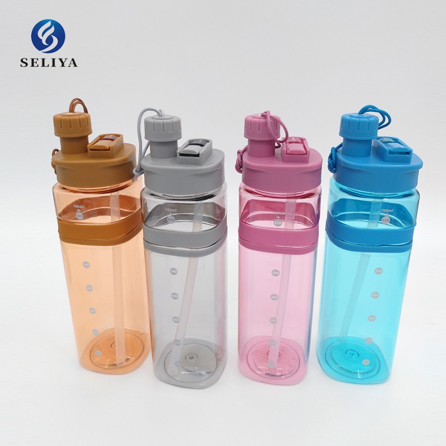 Botol Minum SELIYA SPORT Transparant / Botol Minum Air Dengan Sedotan dan Langsung 700ml BPA FREE 7259