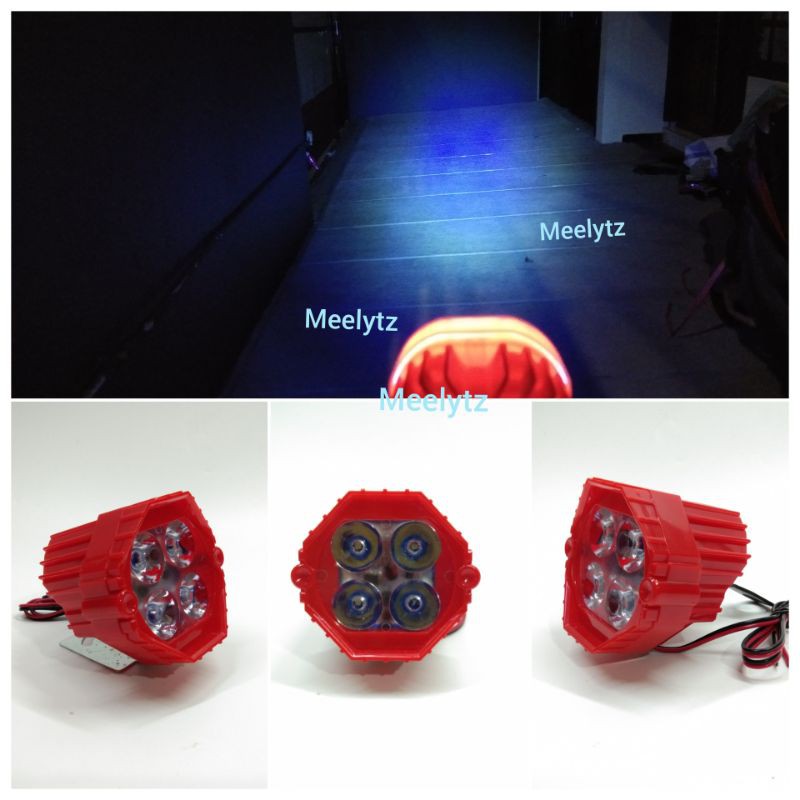 Lampu tembak sorot LED 4 mata segi body merah waterproof